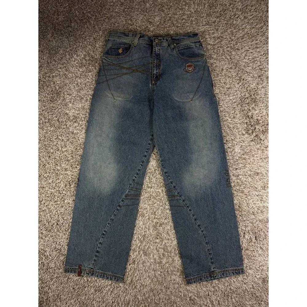 Vintage Rocawear Y2K Baggy Jeans Hip Hop Panel Seam Patched Faded Denim Size 36